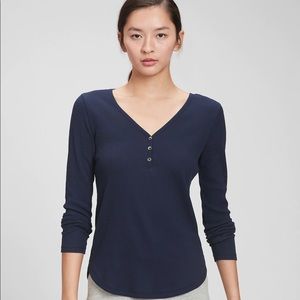 NWT GAP Waffle Knit Henley Long Sleeve Tee Shirt Size XL